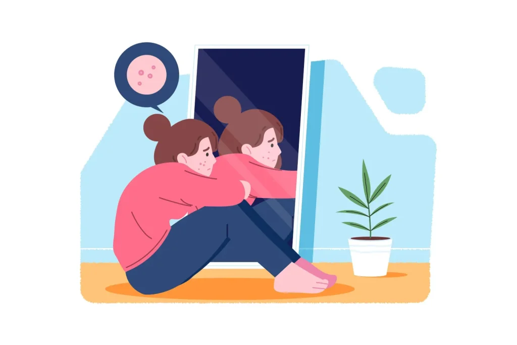 یه دختر ناراحت با لباس قرمز