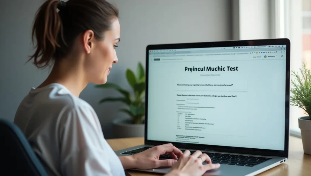 یک زن لبتاپ در حال انجام تست روانشناسی