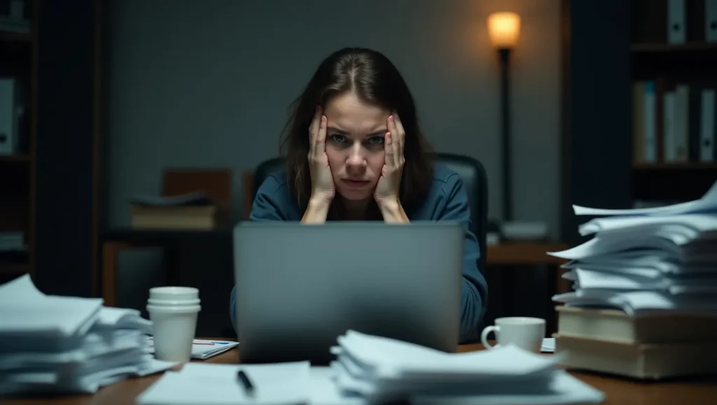 یک خانوم دو دست رو روی صورت خودش گذاشته