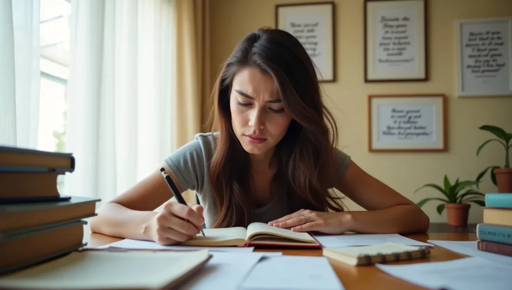 یک خانوم در حال نوشتن
