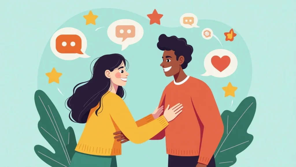 یه مرد و زن درحال حرف زدن و محبت