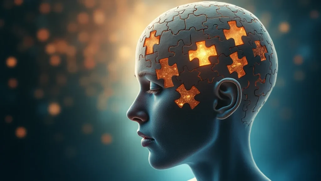 یک خانووم با جا های خالی پازل