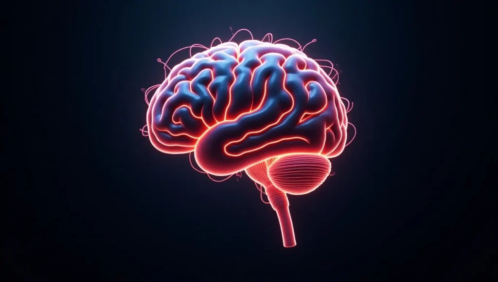 مغز انسان به رنگ آبی قرمز