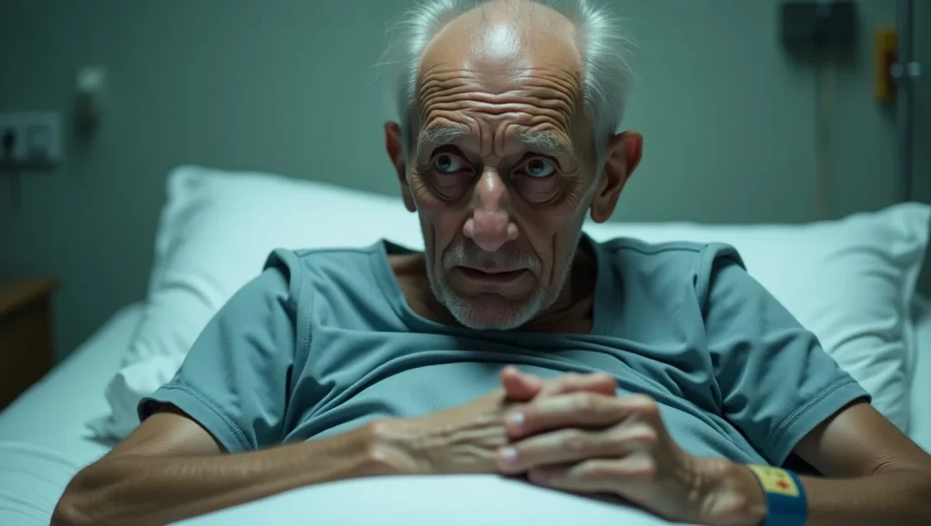 یک آقای پیر در بیمارستان